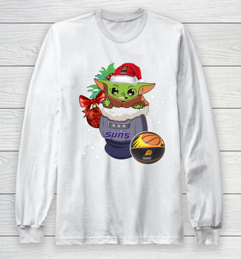 Phoenix Suns Christmas Baby Yoda Star Wars Funny Happy NBA Long Sleeve T-Shirt 2