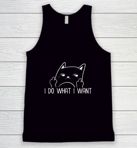 I Do What I Want Funny Adult Humour Cat Middle Finger Meme Tank Top