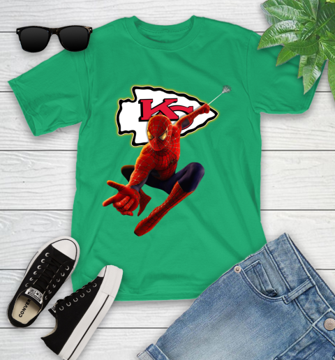 NFL Spider Man Avengers Endgame Football Kansas City Chiefs Youth T-Shirt 6