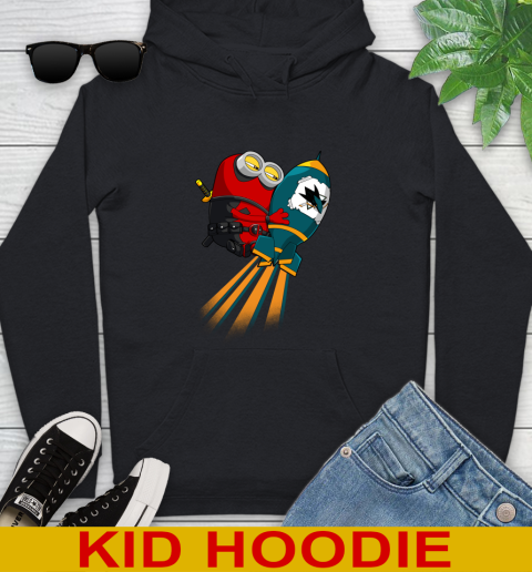 NHL Hockey San Jose Sharks Deadpool Minion Marvel Shirt Youth Hoodie