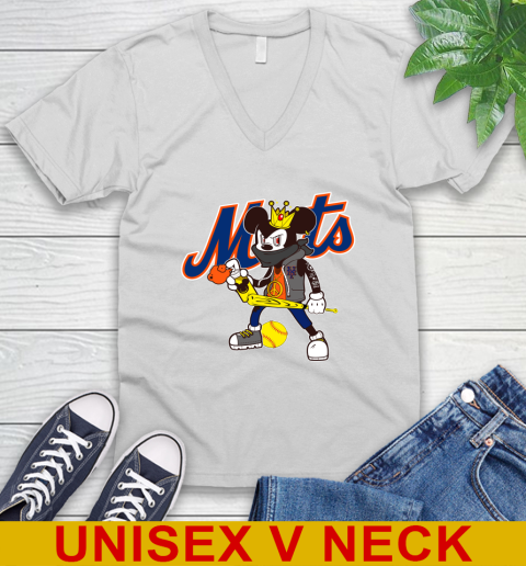New York Mets MLB Baseball Mickey Peace Sign Sports V-Neck T-Shirt