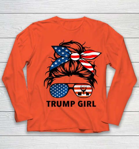 Trump Girl American Flag Glass Youth Long Sleeve 2