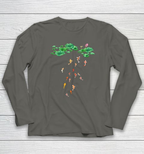 Watercolor Japanese Koi Fish Goldfish Lily Pad Lotus Leaf Shirt Long Sleeve T-Shirt - Image 5