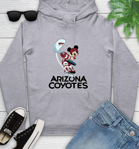 NHL Hockey Arizona Coyotes Cheerful Mickey Mouse Shirt Youth Hoodie 6