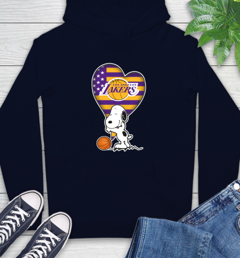 Los Angeles Lakers NBA Basketball The Peanuts Movie Adorable Snoopy Hoodie 4