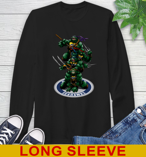 NFL Football Seattle Seahawks Teenage Mutant Ninja Turtles Shirt Long Sleeve T-Shirt 2