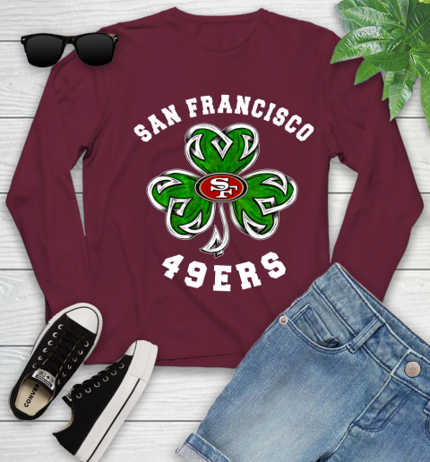 NFL San Francisco 49ers Three Leaf Clover St Patrick's Day Football Sports Youth Long Sleeve 6