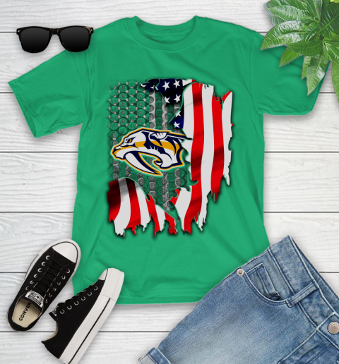 Nashville Predators NHL Hockey American Flag Youth T-Shirt 8