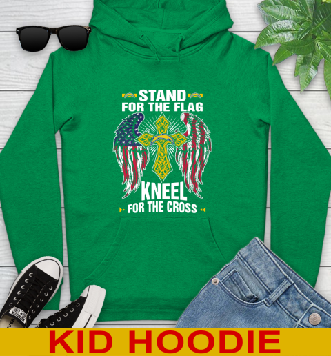 NFL Football Los Angeles Chargers Stand For Flag Kneel For The Cross Shirt Youth Hoodie 8