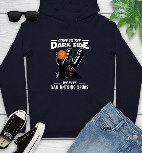 NBA Come To The Dark Side We Have San Antonio Spurs Star Wars Darth Vader Basketball Youth Hoodie 3