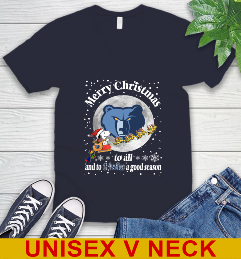 Memphis Grizzlies Merry Christmas To All And To Grizzlies A Good Season NBA Basketball Sports V-Neck T-Shirt 2