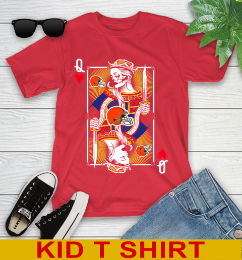 NFL Football Cleveland Browns The Queen Of Hearts Card Shirt Youth T-Shirt 12 NFL Football Cleveland Browns The Queen Of Hearts Card Shirt Youth T-Shirt - Image 12