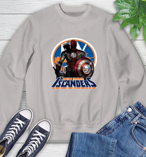 NHL Captain America Thor Spider Man Hawkeye Avengers Endgame Hockey New York Islanders Sweatshirt 12