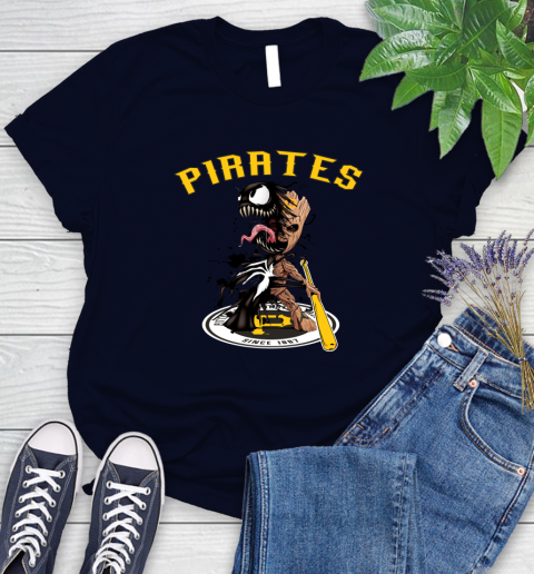 MLB Pittsburgh Pirates Baseball Venom Groot Guardians Of The Galaxy Women's T-Shirt 3
