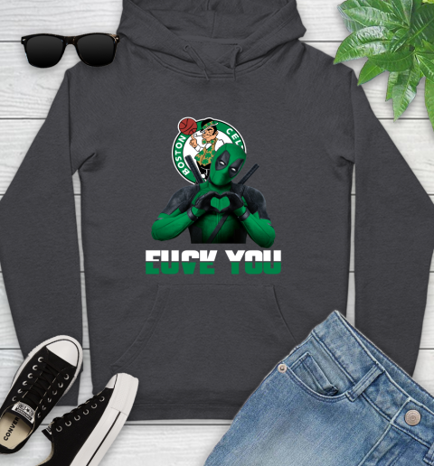 NBA Boston Celtics Deadpool Love You Fuck You Basketball Sports Youth Hoodie 8