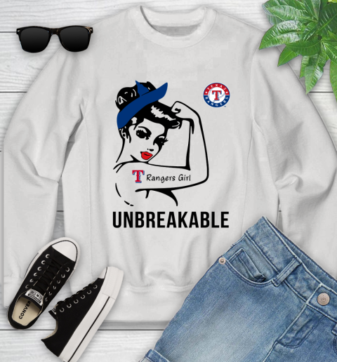 MLB Texas Rangers Girl Unbreakable Baseball Sports Youth Sweatshirt