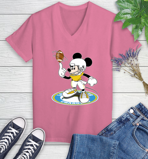 NFL Football Los Angeles Chargers Cheerful Mickey Disney Shirt Women's V-Neck T-Shirt 12 NFL Football Los Angeles Chargers Cheerful Mickey Disney Shirt Women's V-Neck T-Shirt - Image 12