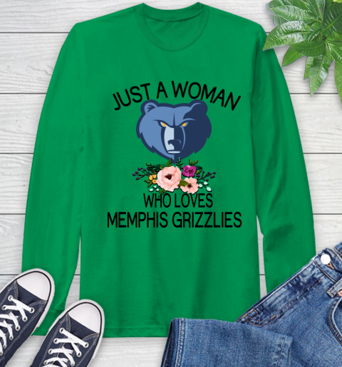 NBA Just A Woman Who Loves Memphis Grizzlies Basketball Sports Long Sleeve T-Shirt 5