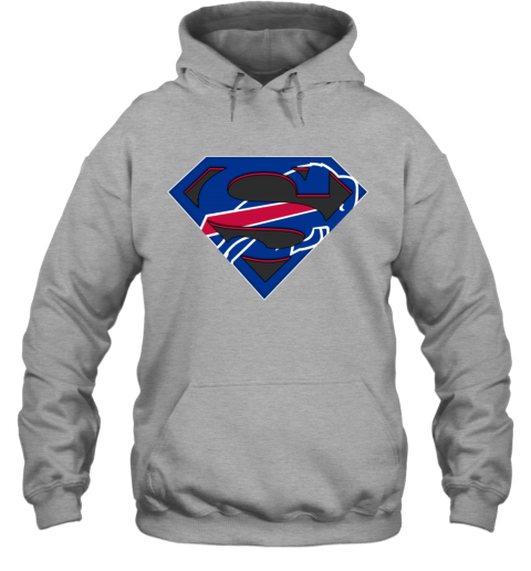 NFL Buffalo Bills Logo Superman mriy nfl buffalo bills logo superman hoodie 23 front sport grey