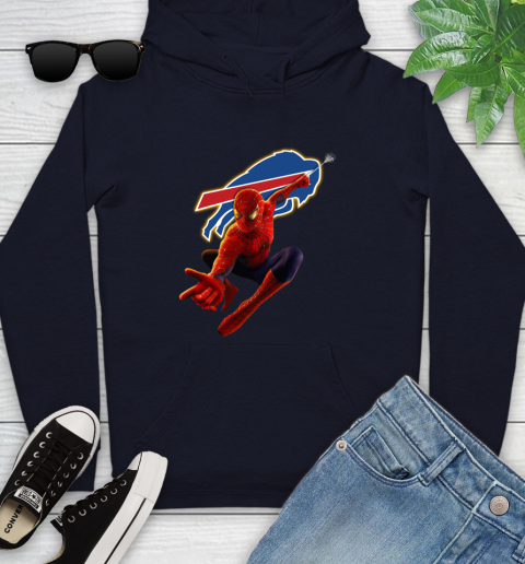 NFL Spider Man Avengers Endgame Football Buffalo Bills Youth Hoodie 4