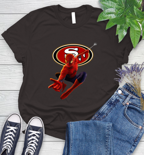 NFL Spider Man Avengers Endgame Football San Francisco 49ers Women's T-Shirt 8