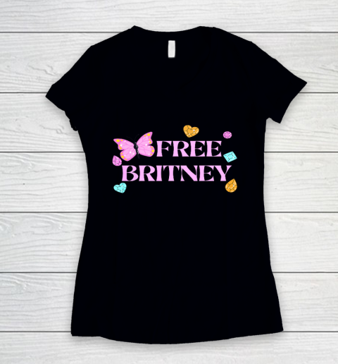 Free Britney FreeBritney Y2K Aesthetic Shirt Women's V-Neck T-Shirt