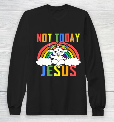 Unicorn Rainbow Not Today Jesus Premium Long Sleeve T-Shirt