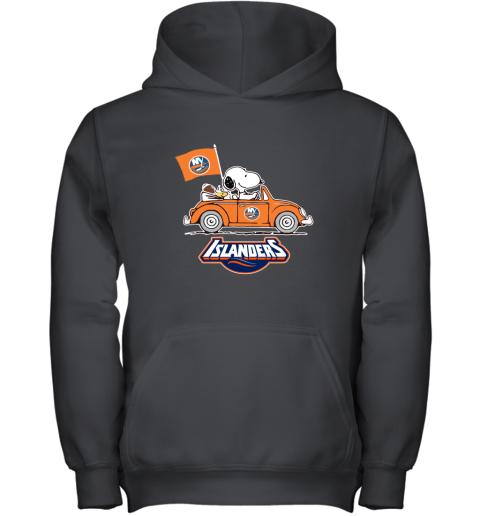 Snoopy And Woodstock Ride The New York Islander Car NHL Youth Hoodie
