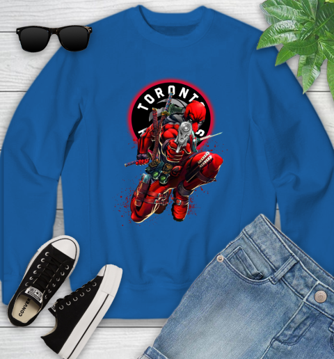 NBA Deadpool Marvel Comics Sports Basketball Toronto Raptors Youth Sweatshirt 8