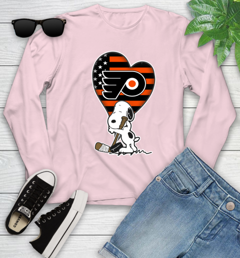 Philadelphia Flyers NHL Hockey The Peanuts Movie Adorable Snoopy Youth Long Sleeve 10