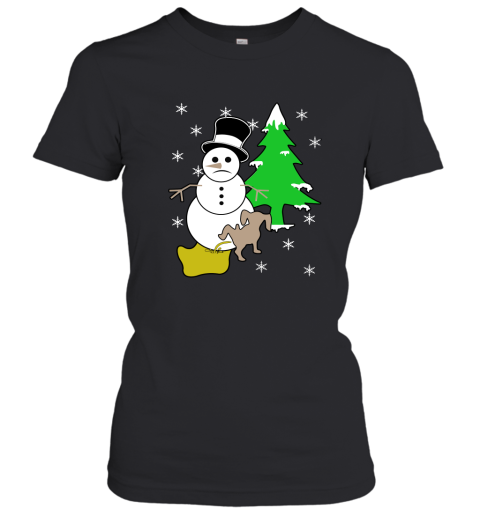 Snowman With Dog Peeing Ugly Christmas Adult Women's T-Shirt