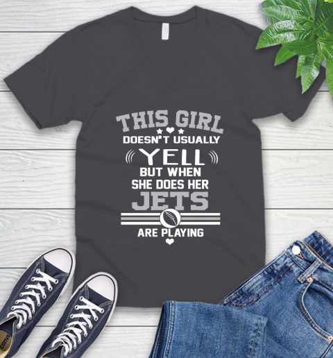 New York Jets NFL Football I Yell When My Team Is Playing V-Neck T-Shirt 4