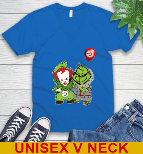 Pittsburgh Steelers Baby Pennywise Grinch Christmas NFL Football V-Neck T-Shirt 6