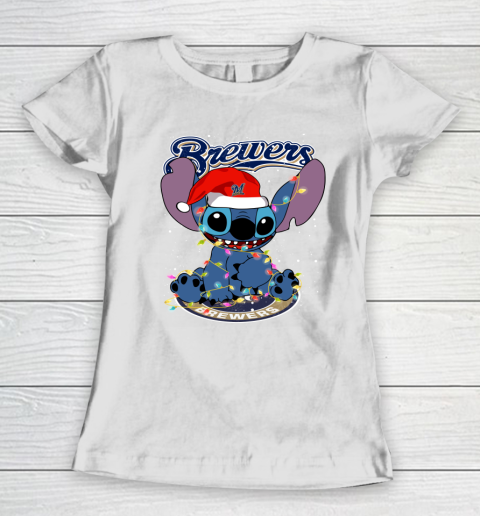 Milwaukee Brewers MLB noel stitch Baseball Christmas Women's T-Shirt