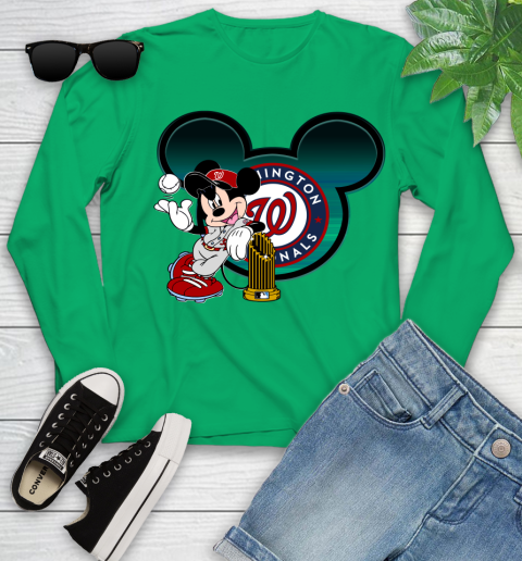 MLB Washington Nationals The Commissioner's Trophy Mickey Mouse Disney Youth Long Sleeve 6