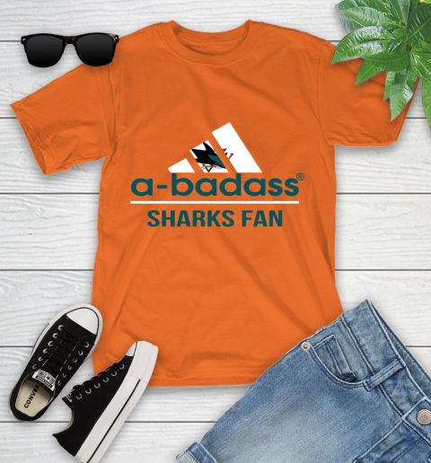 NHL A Badass San Jose Sharks Fan Adidas Hockey Sports Youth T-Shirt 9