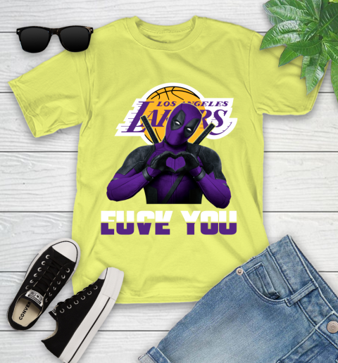 NBA Los Angeles Lakers Deadpool Love You Fuck You Basketball Youth T-Shirt 10