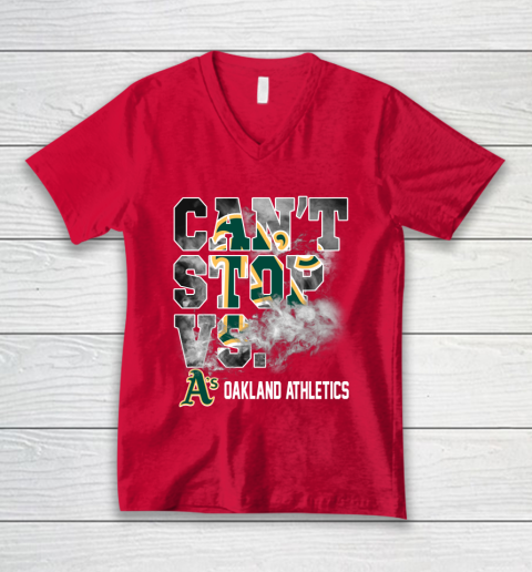 MLB Oakland Athletics Baseball Can't Stop Vs Athletics V-Neck T-Shirt 6