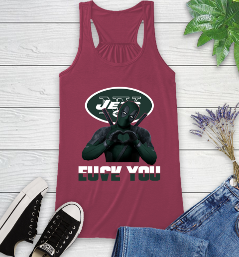 NHL New York Jets Deadpool Love You Fuck You Football Sports Racerback Tank 7