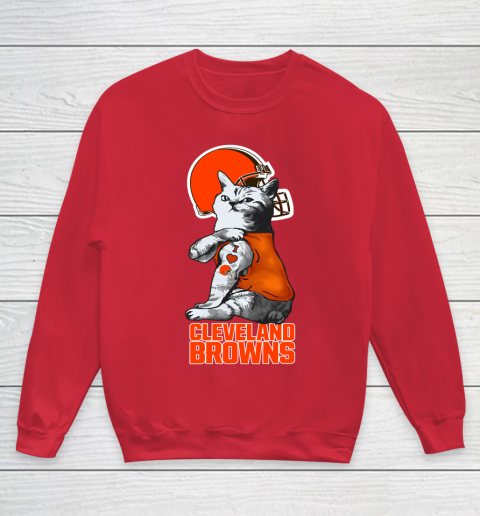 NFL Football My Cat Loves Cleveland Browns Youth Sweatshirt 7