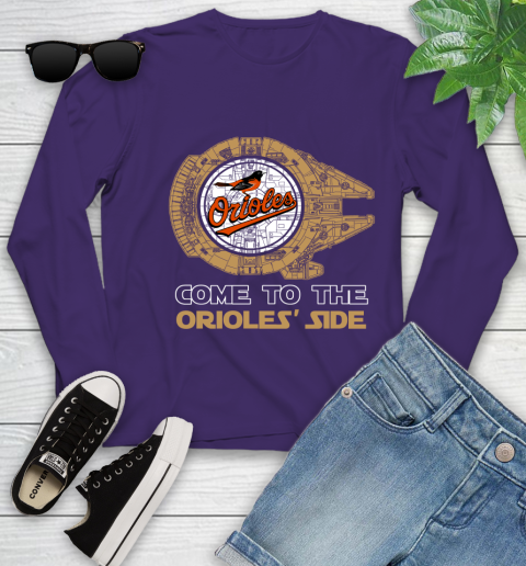 MLB Come To The Baltimore Orioles Side Star Wars Baseball Sports Youth Long Sleeve 4