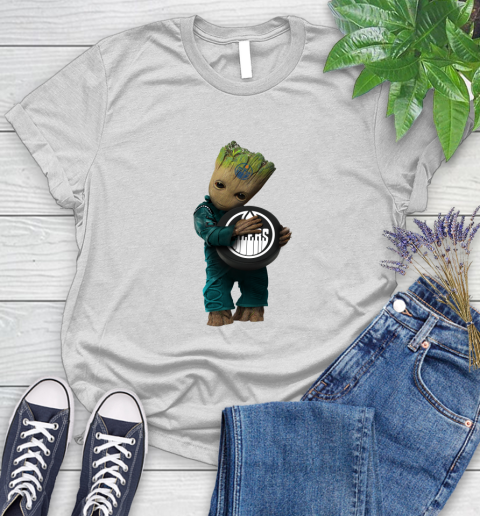 NHL Groot Guardians Of The Galaxy Hockey Sports Edmonton Oilers Women's T-Shirt