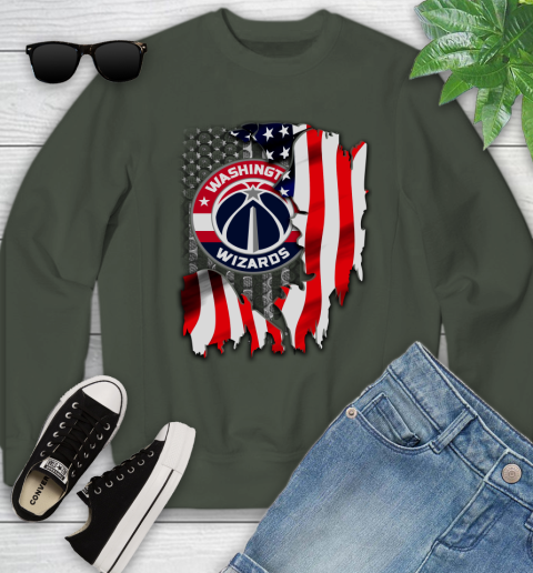 Washington Wizards NBA Basketball American Flag Youth Sweatshirt 9