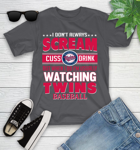 Minnesota Twins MLB I Scream Cuss Drink When I'm Watching My Team Youth T-Shirt 6