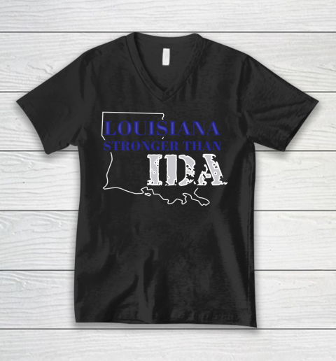 Louisiana stronger than Hurricane IDA V-Neck T-Shirt