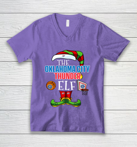 Oklahoma City Thunder Christmas ELF Funny NBA V-Neck T-Shirt 9 Oklahoma City Thunder Christmas ELF Funny NBA V-Neck T-Shirt - Image 9