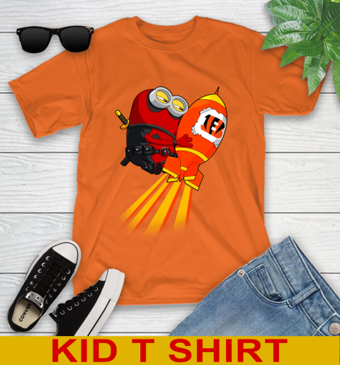 NFL Football Cincinnati Bengals Deadpool Minion Marvel Shirt Youth T-Shirt 8