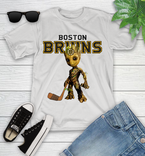 Boston Bruins NHL Hockey Groot Marvel Guardians Of The Galaxy Youth T-Shirt
