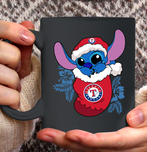 Texas Rangers Christmas Stitch In The Sock Funny Disney MLB Ceramic Mug 11oz