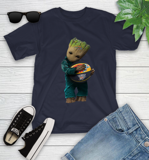 NBA Groot Guardians Of The Galaxy Basketball Sports Oklahoma City Thunder Youth T-Shirt 3
